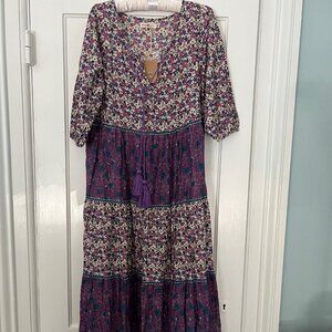 NWT Natural life Bohemian cotton sun dress ~ Small ~ RUNS large ~ Purple